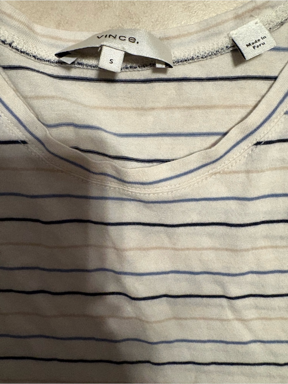 Vince White Tee with Navy Thin Stripes - Picture 2 of 2